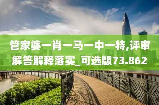 管家婆一肖一马一中一特,评审解答解释落实_可选版73.862