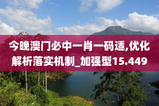 今晚澳门必中一肖一码适,优化解析落实机制_加强型15.449