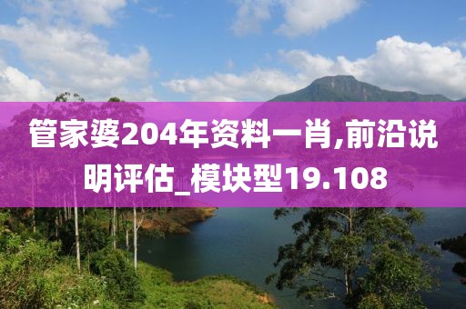 管家婆204年资料一肖,前沿说明评估_模块型19.108
