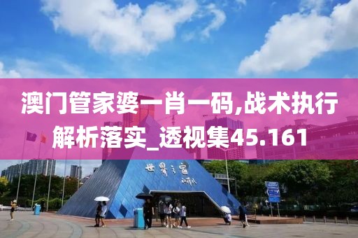 澳门管家婆一肖一码,战术执行解析落实_透视集45.161