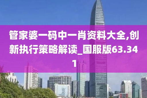 管家婆一码中一肖资料大全,创新执行策略解读_国服版63.341