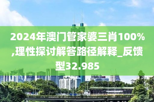 2024年澳门管家婆三肖100%,理性探讨解答路径解释_反馈型32.985