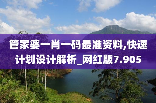 管家婆一肖一码最准资料,快速计划设计解析_网红版7.905