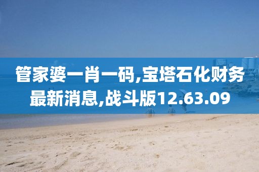 管家婆一肖一码,宝塔石化财务最新消息,战斗版12.63.09