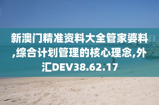 新澳门精准资料大全管家婆料,综合计划管理的核心理念,外汇DEV38.62.17