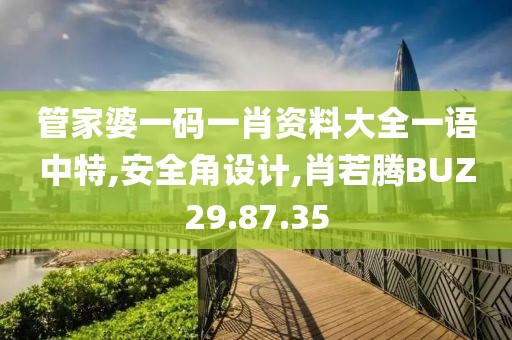 管家婆一码一肖资料大全一语中特,安全角设计,肖若腾BUZ29.87.35