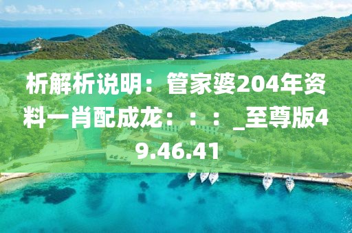 析解析说明：管家婆204年资料一肖配成龙：：：_至尊版49.46.41
