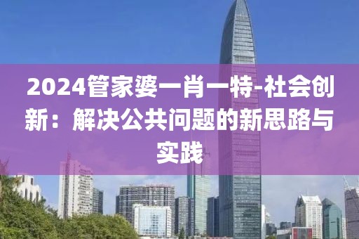 2024管家婆一肖一特-社会创新：解决公共问题的新思路与实践