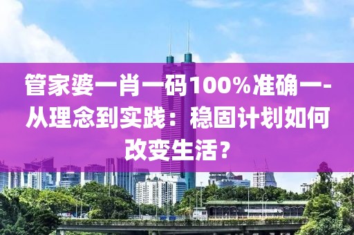 管家婆一肖一码100%准确一-从理念到实践：稳固计划如何改变生活？
