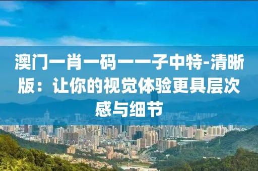 澳门一肖一码一一子中特-清晰版：让你的视觉体验更具层次感与细节