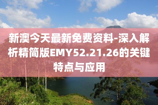 新澳今天最新免费资料-深入解析精简版EMY52.21.26的关键特点与应用