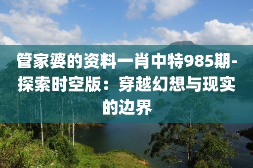 管家婆的资料一肖中特985期-探索时空版：穿越幻想与现实的边界