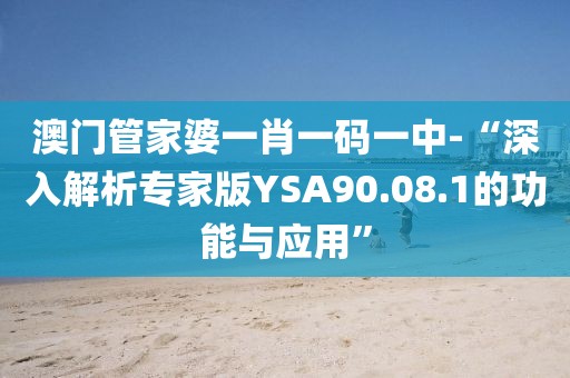 澳门管家婆一肖一码一中-“深入解析专家版YSA90.08.1的功能与应用”