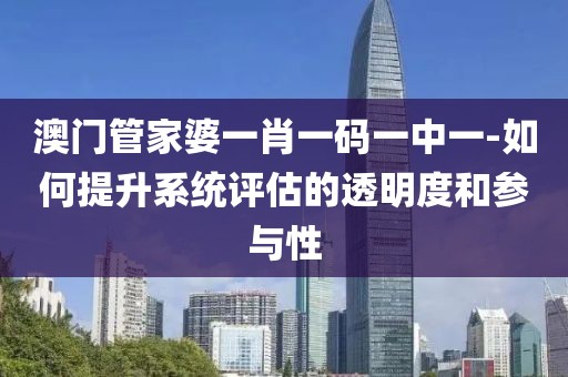 澳门管家婆一肖一码一中一-如何提升系统评估的透明度和参与性
