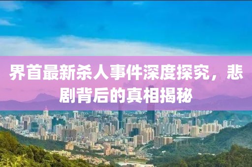 界首最新杀人事件深度探究，悲剧背后的真相揭秘