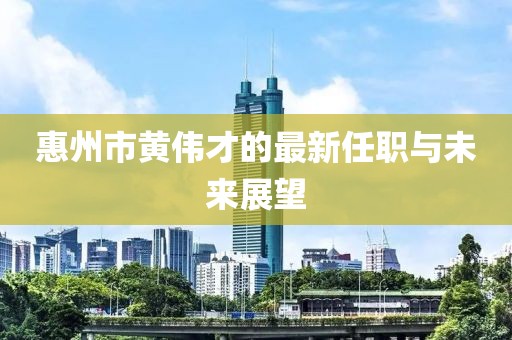 惠州市黄伟才的最新任职与未来展望