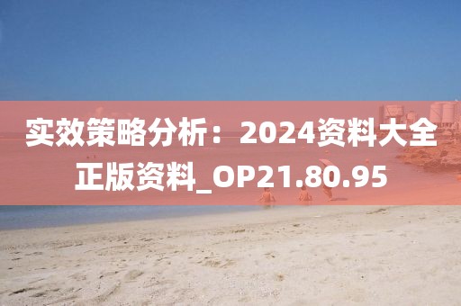 实效策略分析：2024资料大全正版资料_OP21.80.95