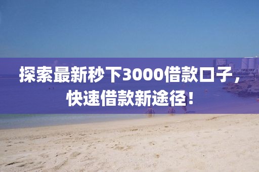 探索最新秒下3000借款口子，快速借款新途径！