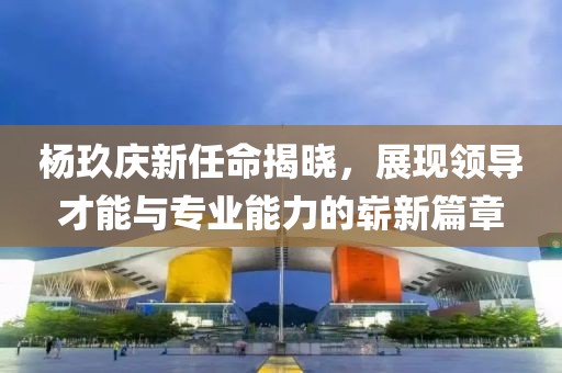 杨玖庆新任命揭晓，展现领导才能与专业能力的崭新篇章