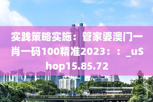 实践策略实施：管家婆澳门一肖一码100精准2023：：_uShop15.85.72