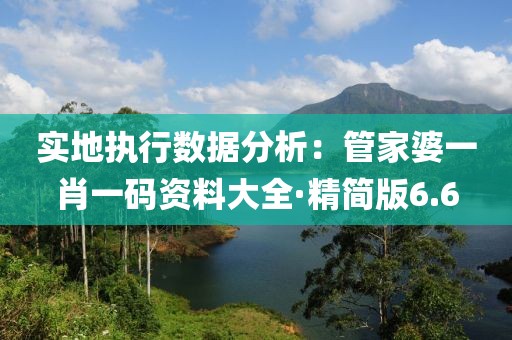 实地执行数据分析：管家婆一肖一码资料大全·精简版6.6