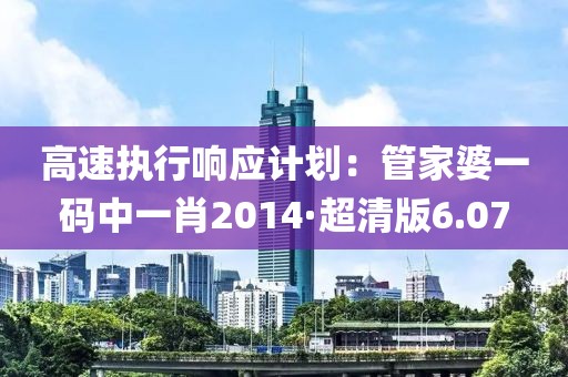 高速执行响应计划：管家婆一码中一肖2014·超清版6.07