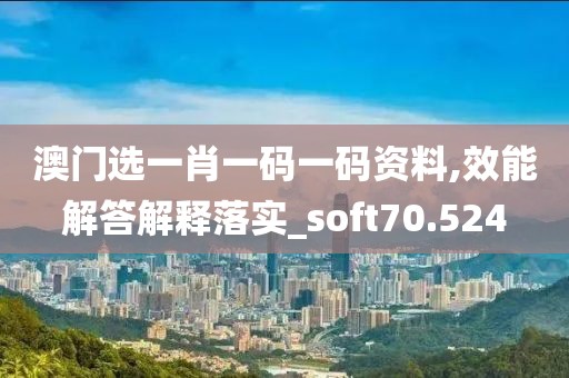 澳门选一肖一码一码资料,效能解答解释落实_soft70.524