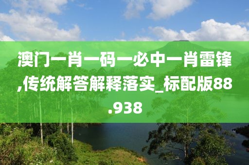 澳门一肖一码一必中一肖雷锋,传统解答解释落实_标配版88.938