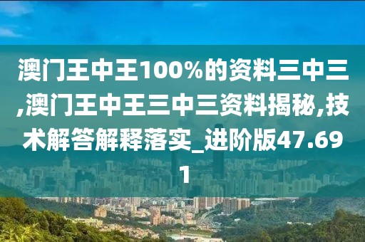 澳门王中王100%的资料三中三,澳门王中王三中三资料揭秘,技术解答解释落实_进阶版47.691