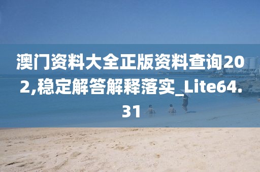 澳门资料大全正版资料查询202,稳定解答解释落实_Lite64.31