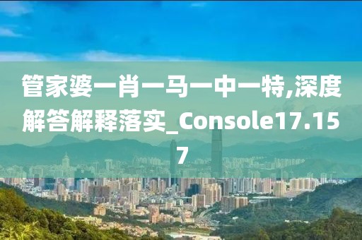 管家婆一肖一马一中一特,深度解答解释落实_Console17.157