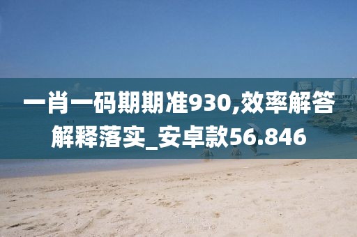 一肖一码期期准930,效率解答解释落实_安卓款56.846
