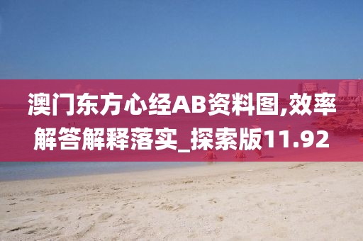 澳门东方心经AB资料图,效率解答解释落实_探索版11.92