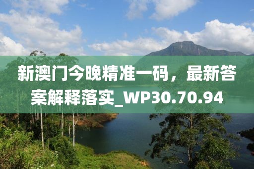 新澳门今晚精准一码，最新答案解释落实_WP30.70.94