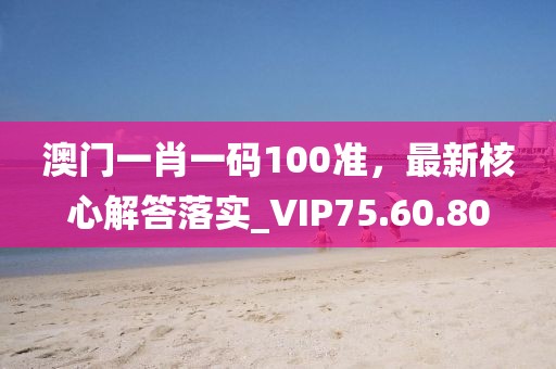 澳门一肖一码100准，最新核心解答落实_VIP75.60.80