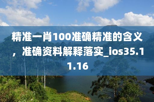 精准一肖100准确精准的含义，准确资料解释落实_ios35.11.16