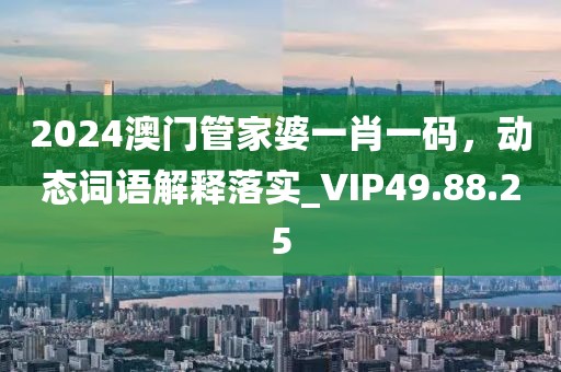 2024澳门管家婆一肖一码，动态词语解释落实_VIP49.88.25