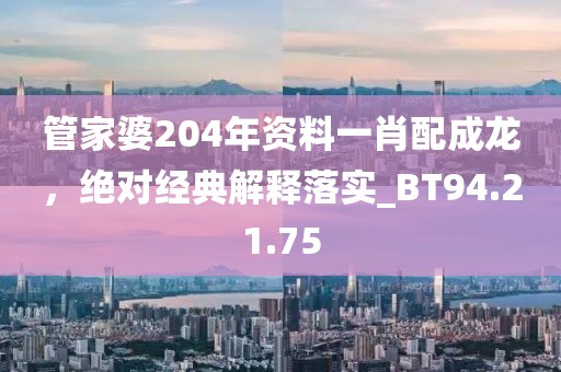 管家婆204年资料一肖配成龙，绝对经典解释落实_BT94.21.75