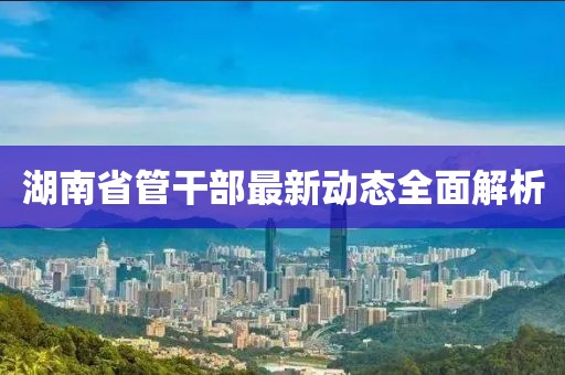 湖南省管干部最新动态全面解析