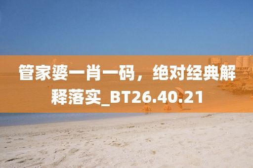 管家婆一肖一码，绝对经典解释落实_BT26.40.21