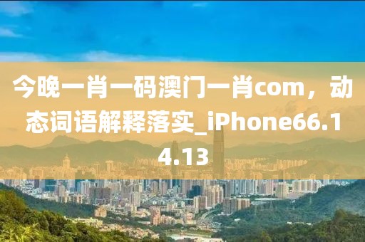 今晚一肖一码澳门一肖com，动态词语解释落实_iPhone66.14.13