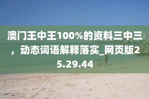 澳门王中王100%的资料三中三，动态词语解释落实_网页版25.29.44