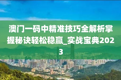 澳门一码中精准技巧全解析掌握秘诀轻松稳赢_实战宝典2023