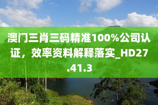 澳门三肖三码精准100%公司认证，效率资料解释落实_HD27.41.3