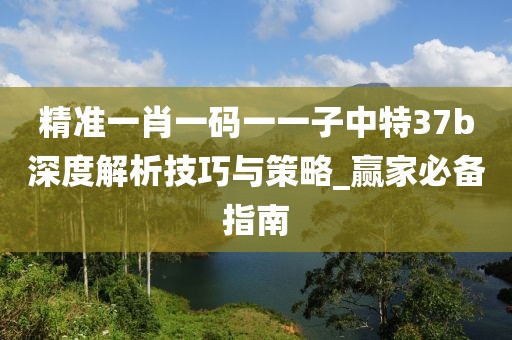 精准一肖一码一一子中特37b深度解析技巧与策略_赢家必备指南