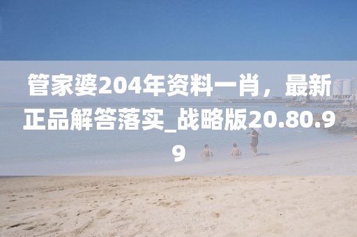 管家婆204年资料一肖，最新正品解答落实_战略版20.80.99