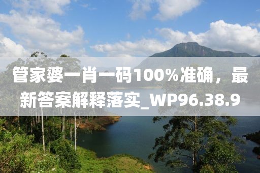 管家婆一肖一码100%准确，最新答案解释落实_WP96.38.90