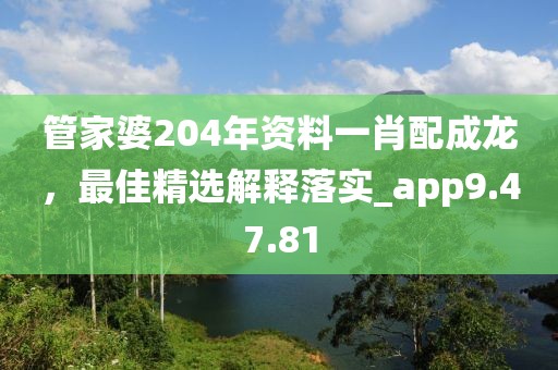管家婆204年资料一肖配成龙，最佳精选解释落实_app9.47.81