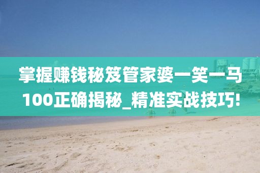 掌握赚钱秘笈管家婆一笑一马100正确揭秘_精准实战技巧!
