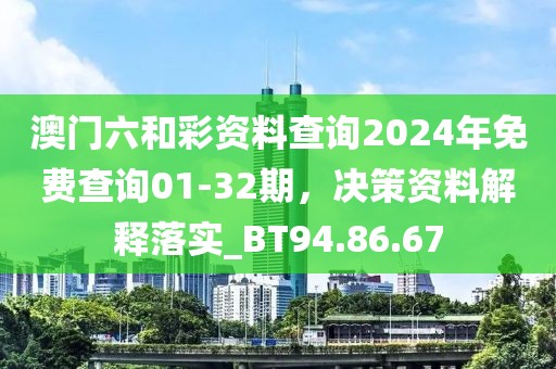 澳门六和彩资料查询2024年免费查询01-32期，决策资料解释落实_BT94.86.67
